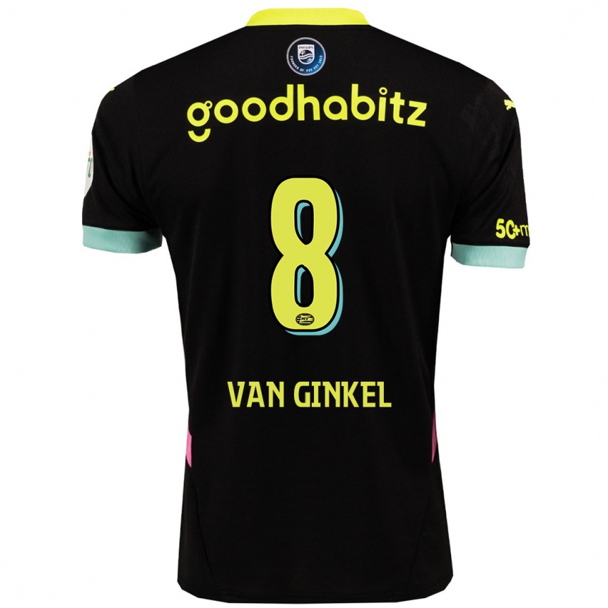 Niño Fútbol Camiseta Marco Van Ginkel #8 Negro Amarillo 2ª Equipación 2024/25 Argentina