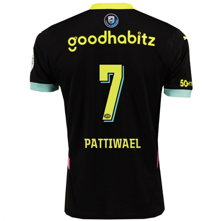 Niño Fútbol Camiseta Naomi Pattiwael #7 Negro Amarillo 2ª Equipación 2024/25 Argentina