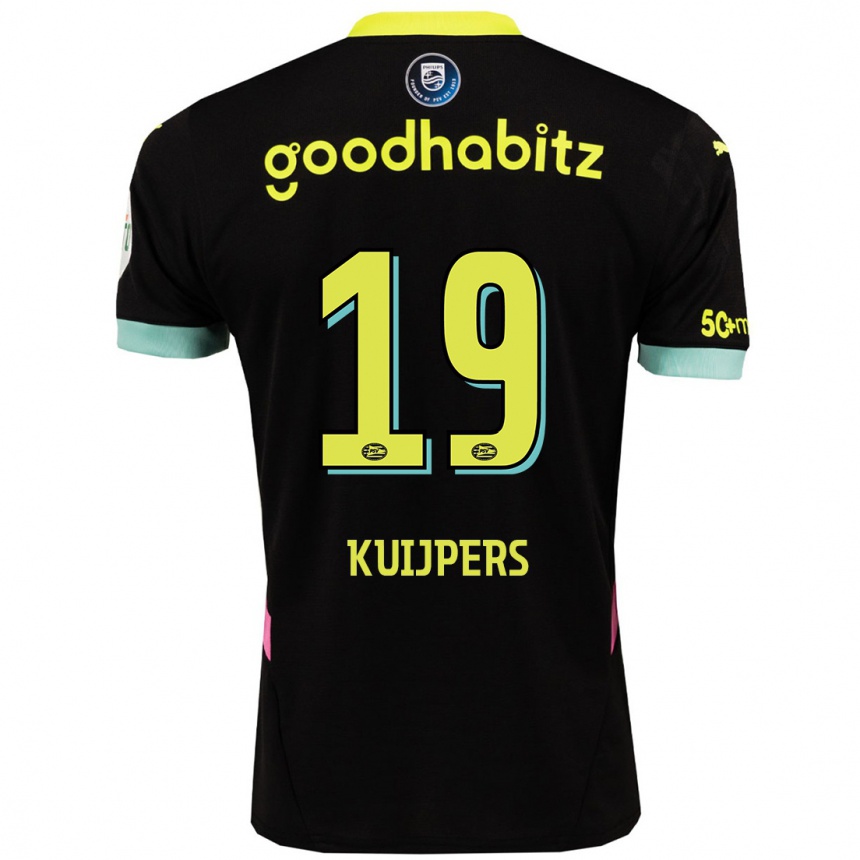 Niño Fútbol Camiseta Jeslynn Kuijpers #19 Negro Amarillo 2ª Equipación 2024/25 Argentina