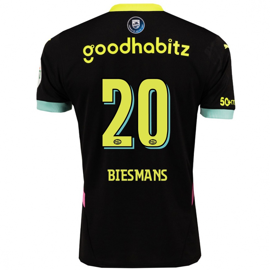 Niño Fútbol Camiseta Julie Biesmans #20 Negro Amarillo 2ª Equipación 2024/25 Argentina