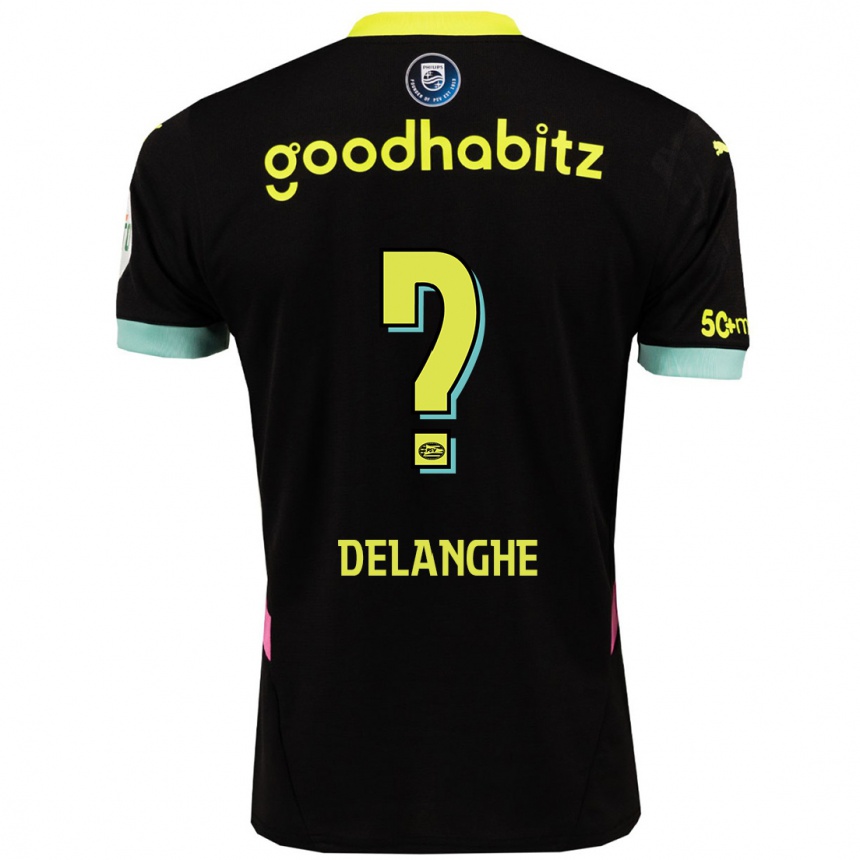 Niño Fútbol Camiseta Maxime Delanghe #0 Negro Amarillo 2ª Equipación 2024/25 Argentina