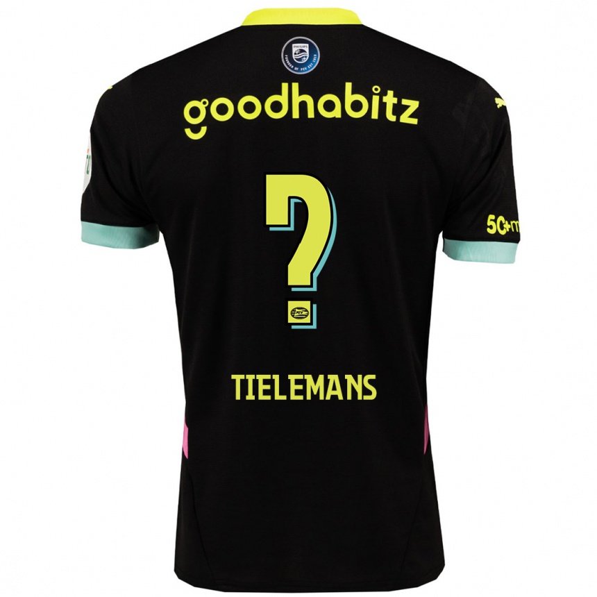 Niño Fútbol Camiseta Mathijs Tielemans #0 Negro Amarillo 2ª Equipación 2024/25 Argentina