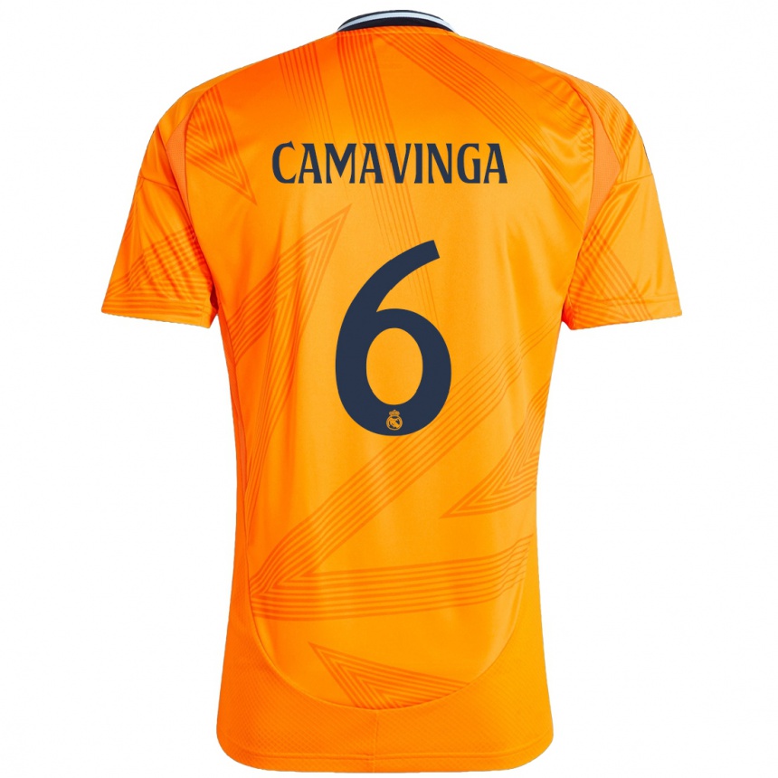 Niño Fútbol Camiseta Eduardo Camavinga #6 Naranja 2ª Equipación 2024/25 Argentina