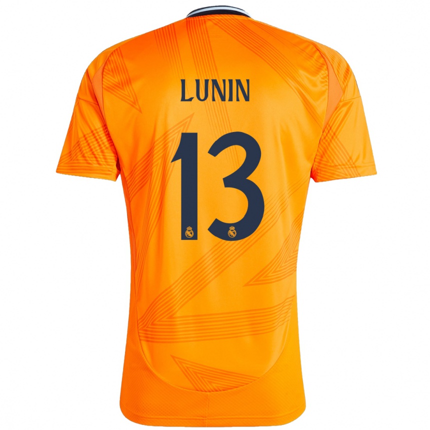 Niño Fútbol Camiseta Andriy Lunin #13 Naranja 2ª Equipación 2024/25 Argentina