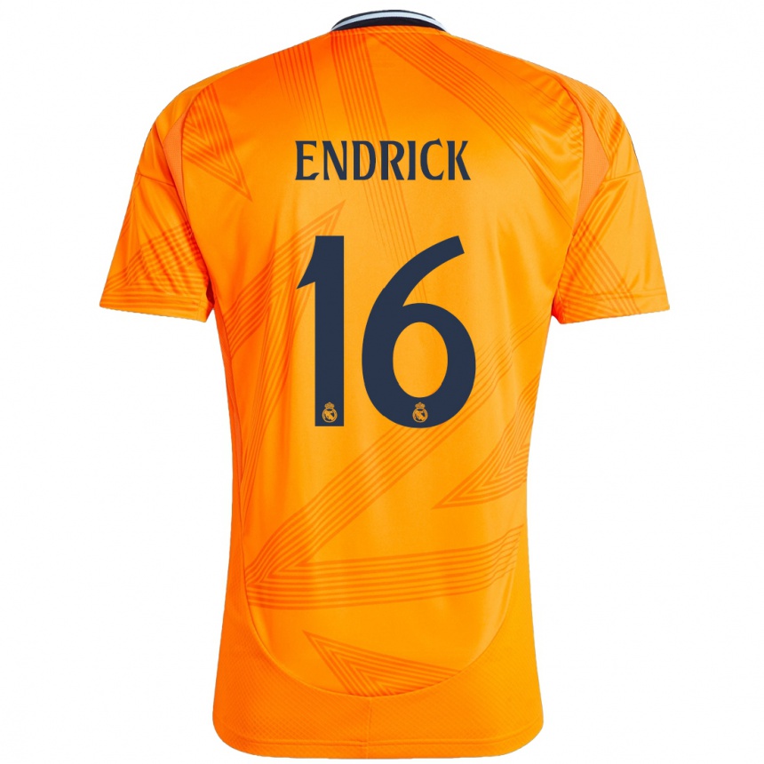 Niño Fútbol Camiseta Endrick #16 Naranja 2ª Equipación 2024/25 Argentina