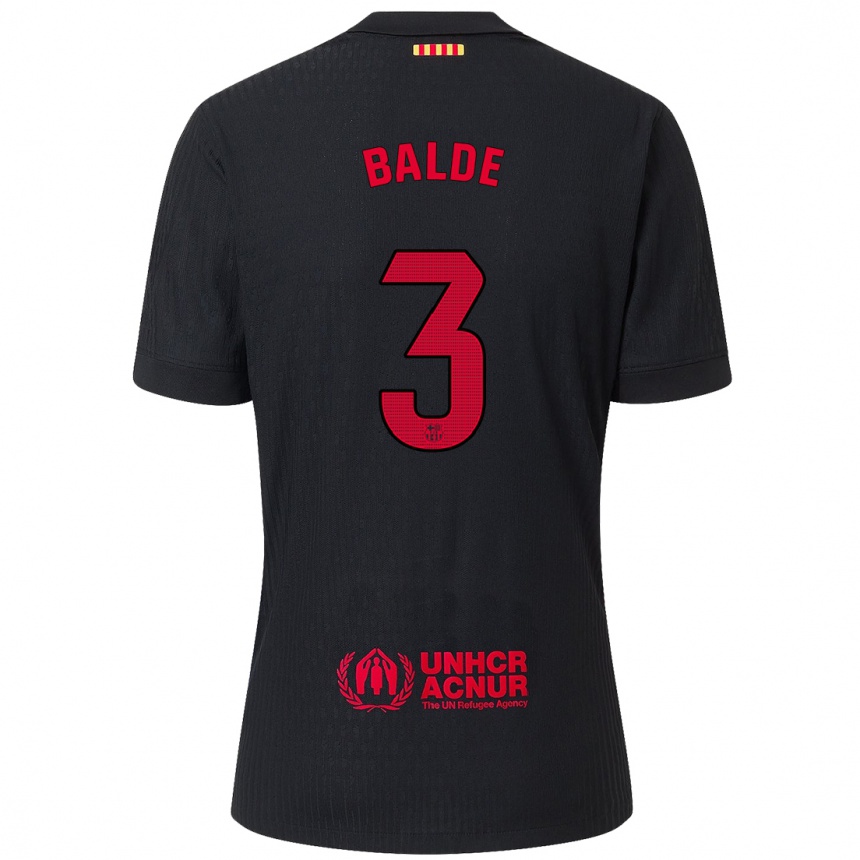 Niño Fútbol Camiseta Alejandro Balde #3 Negro Rojo 2ª Equipación 2024/25 Argentina