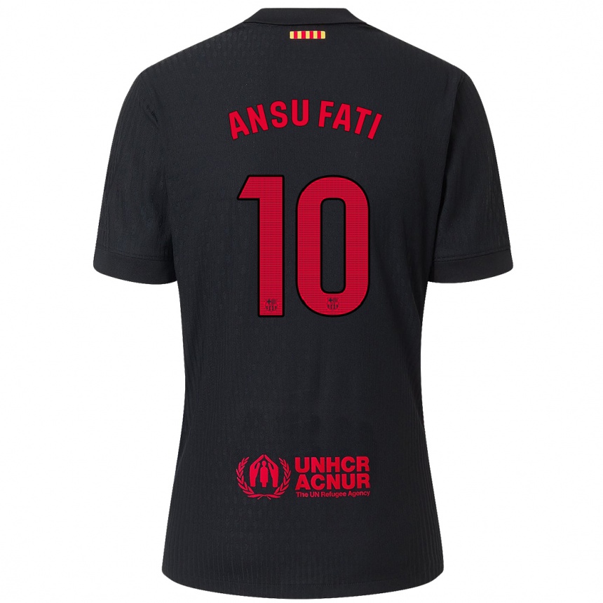 Niño Fútbol Camiseta Ansu Fati #10 Negro Rojo 2ª Equipación 2024/25 Argentina