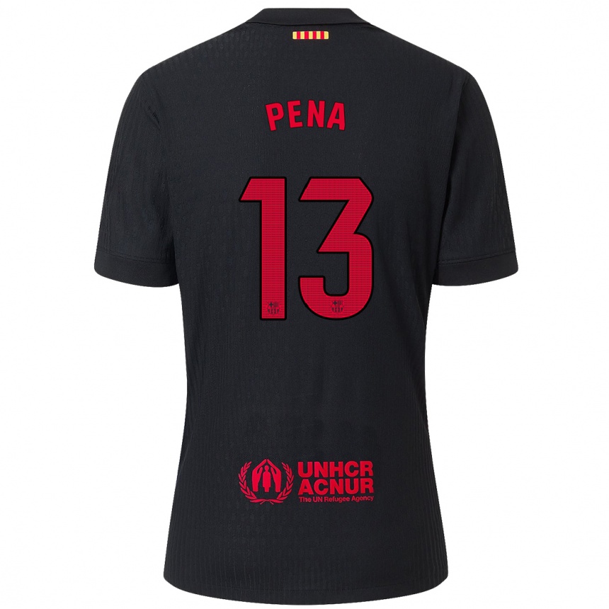 Niño Fútbol Camiseta Inaki Pena #13 Negro Rojo 2ª Equipación 2024/25 Argentina