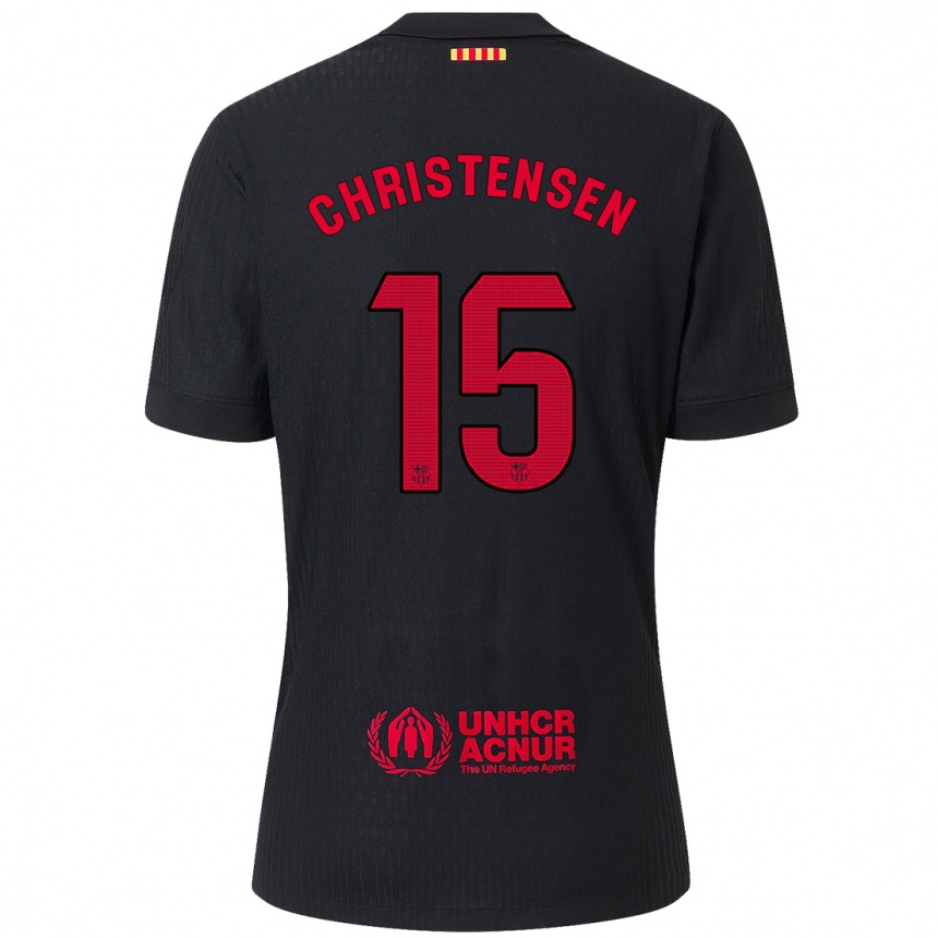 Niño Fútbol Camiseta Andreas Christensen #15 Negro Rojo 2ª Equipación 2024/25 Argentina