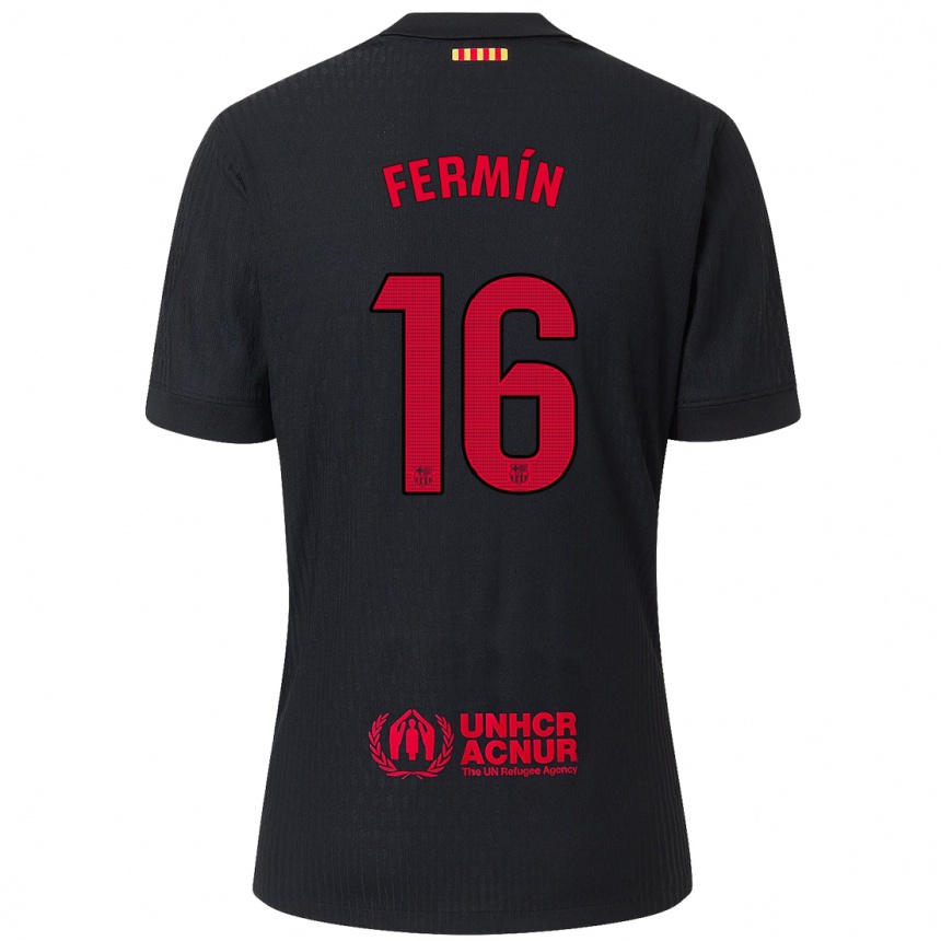 Niño Fútbol Camiseta Fermin Lopez #16 Negro Rojo 2ª Equipación 2024/25 Argentina