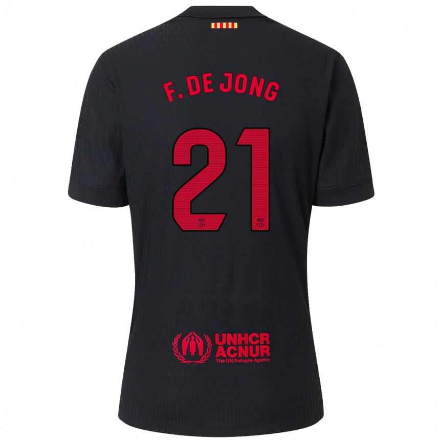 Niño Fútbol Camiseta Frenkie De Jong #21 Negro Rojo 2ª Equipación 2024/25 Argentina