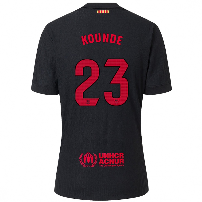 Niño Fútbol Camiseta Jules Kounde #23 Negro Rojo 2ª Equipación 2024/25 Argentina