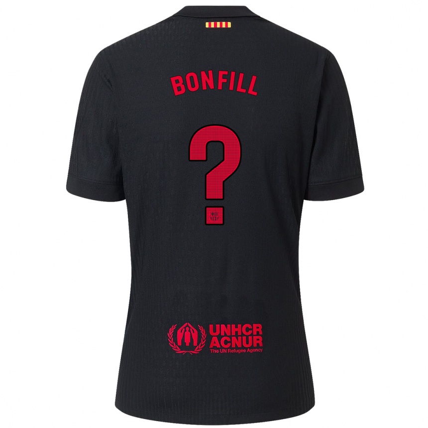 Niño Fútbol Camiseta Max Bonfill #0 Negro Rojo 2ª Equipación 2024/25 Argentina