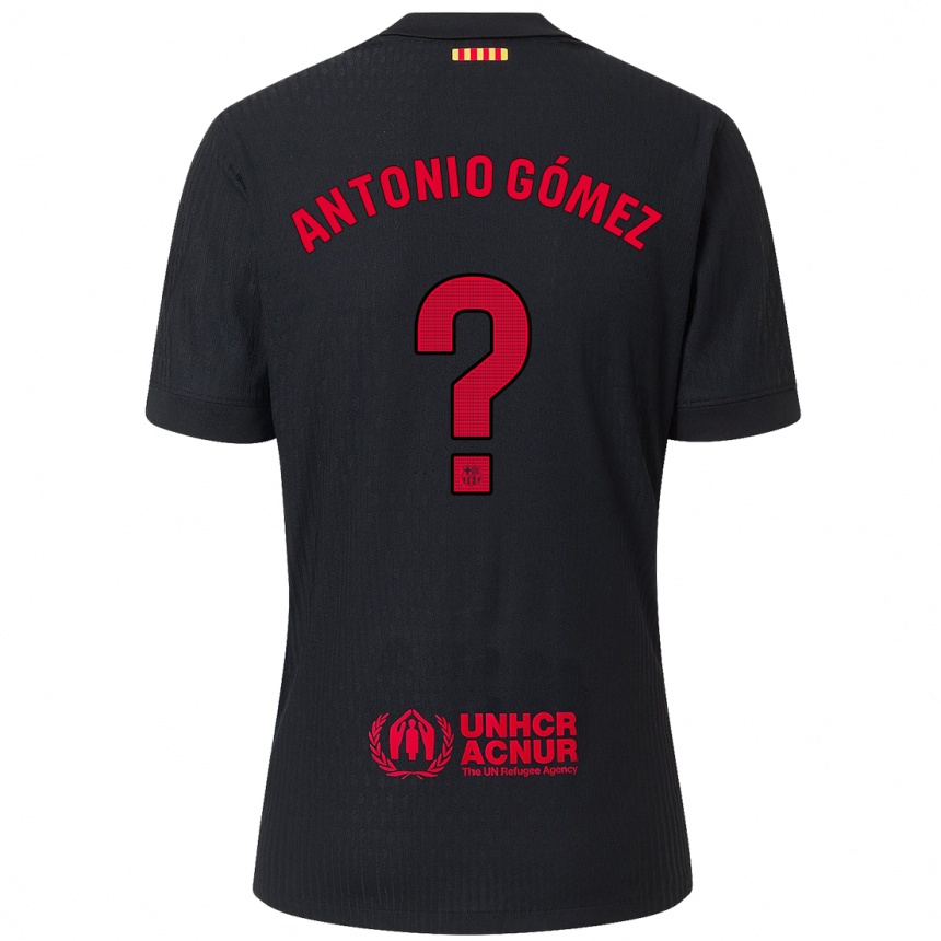 Niño Fútbol Camiseta Antonio Gómez #0 Negro Rojo 2ª Equipación 2024/25 Argentina