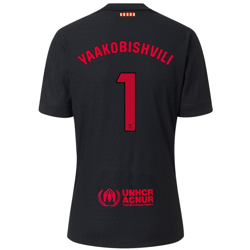 Niño Fútbol Camiseta Áron Yaakobishvili #1 Negro Rojo 2ª Equipación 2024/25 Argentina