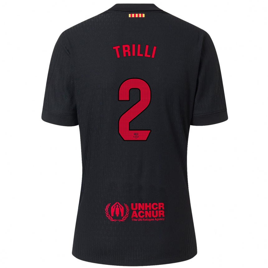 Niño Fútbol Camiseta Trilli #2 Negro Rojo 2ª Equipación 2024/25 Argentina