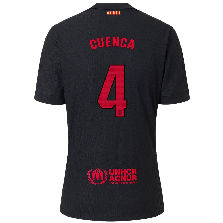 Niño Fútbol Camiseta Andrés Cuenca #4 Negro Rojo 2ª Equipación 2024/25 Argentina