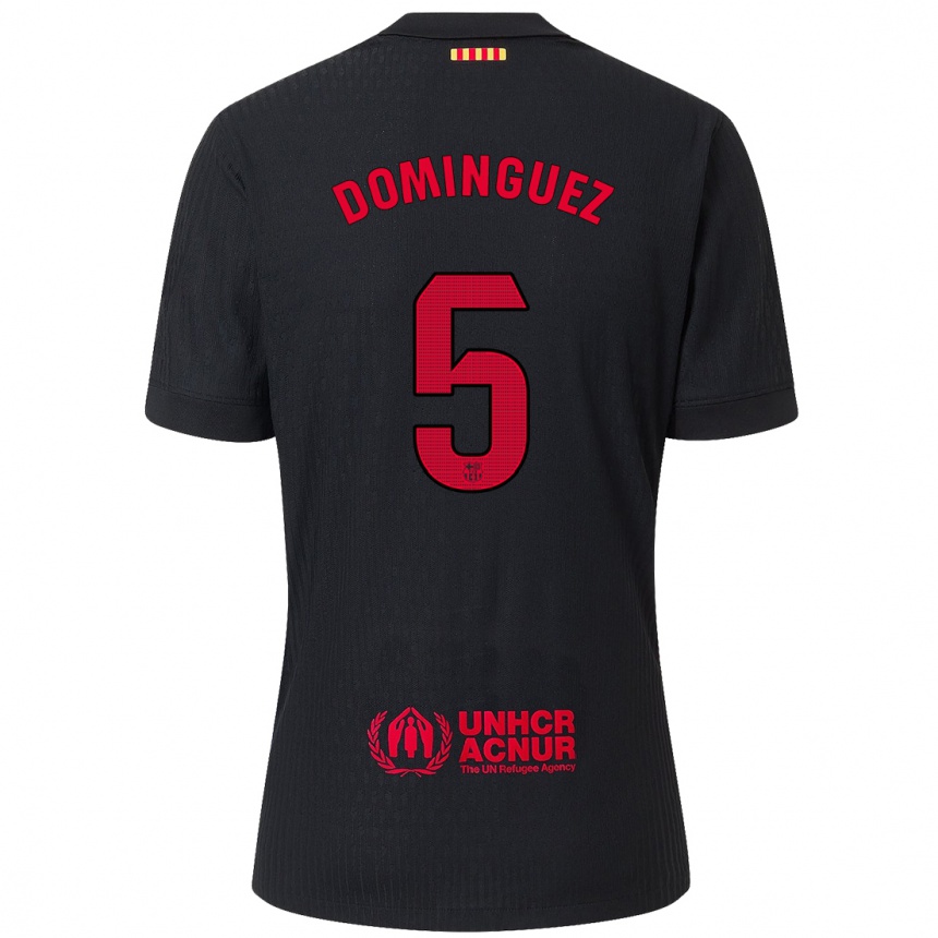 Niño Fútbol Camiseta Sergi Dominguez #5 Negro Rojo 2ª Equipación 2024/25 Argentina