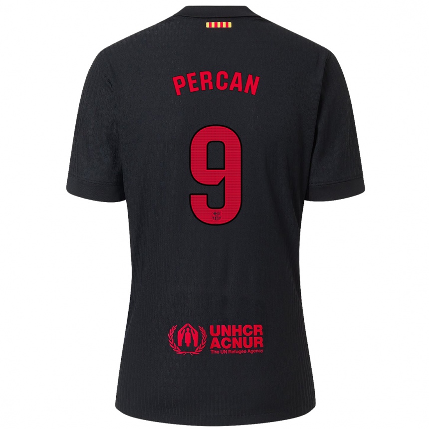 Niño Fútbol Camiseta Diego Percan #9 Negro Rojo 2ª Equipación 2024/25 Argentina