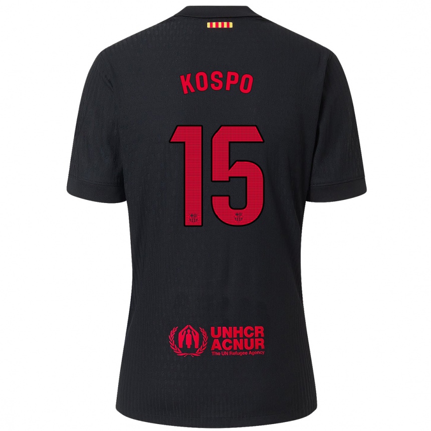 Niño Fútbol Camiseta Eman Kospo #15 Negro Rojo 2ª Equipación 2024/25 Argentina