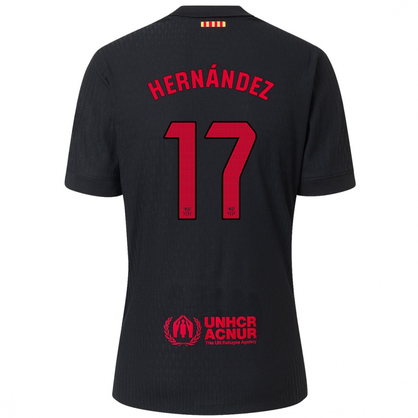 Niño Fútbol Camiseta Juan Hernández #17 Negro Rojo 2ª Equipación 2024/25 Argentina