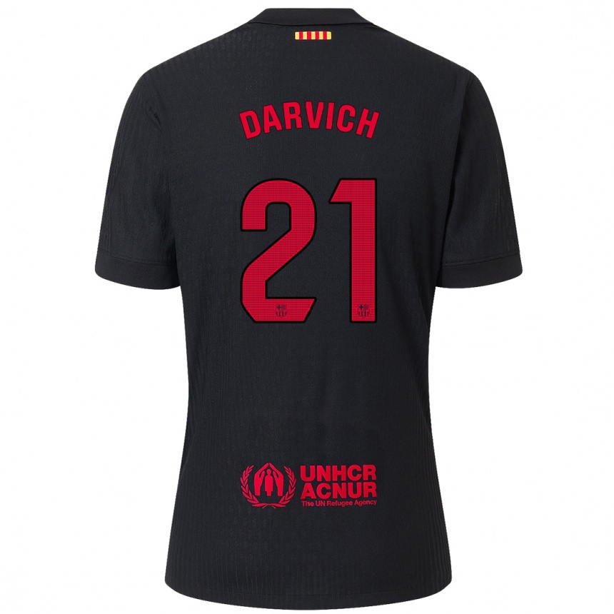 Niño Fútbol Camiseta Noah Darvich #21 Negro Rojo 2ª Equipación 2024/25 Argentina