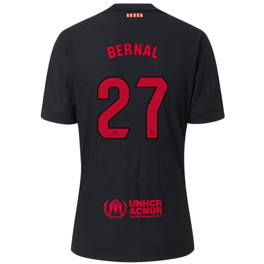 Niño Fútbol Camiseta Marc Bernal #27 Negro Rojo 2ª Equipación 2024/25 Argentina