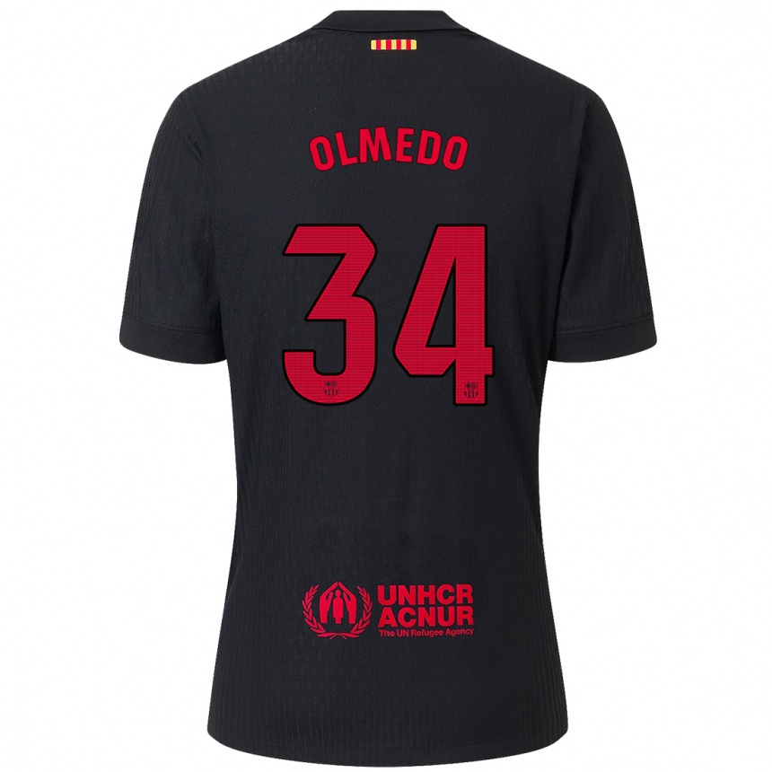 Niño Fútbol Camiseta Alexis Olmedo #34 Negro Rojo 2ª Equipación 2024/25 Argentina