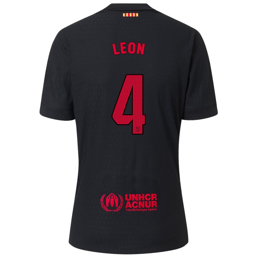 Niño Fútbol Camiseta Maria Pilar Leon #4 Negro Rojo 2ª Equipación 2024/25 Argentina