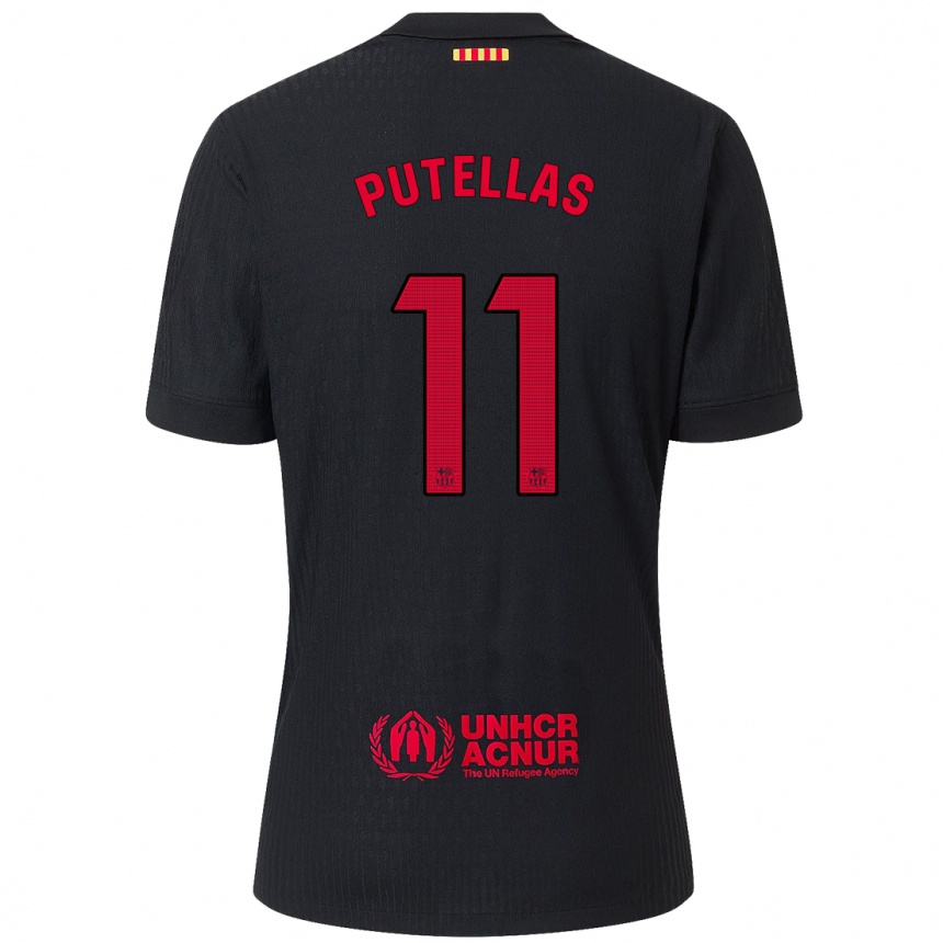 Niño Fútbol Camiseta Alexia Putellas #11 Negro Rojo 2ª Equipación 2024/25 Argentina