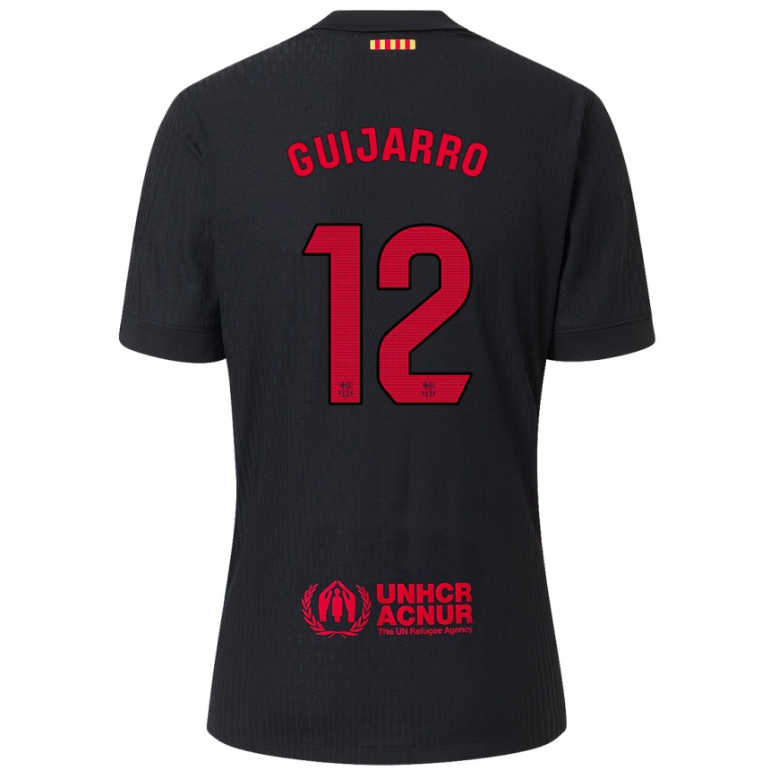 Niño Fútbol Camiseta Patricia Guijarro #12 Negro Rojo 2ª Equipación 2024/25 Argentina