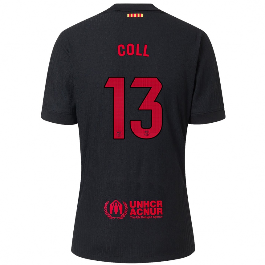 Niño Fútbol Camiseta Cata Coll #13 Negro Rojo 2ª Equipación 2024/25 Argentina