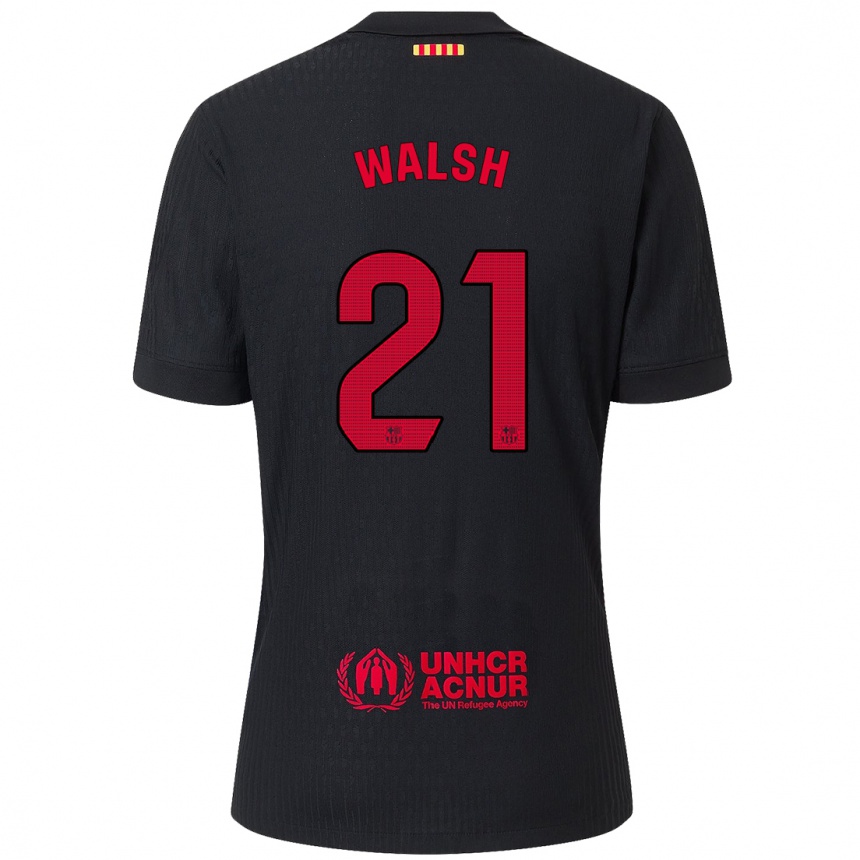 Niño Fútbol Camiseta Keira Walsh #21 Negro Rojo 2ª Equipación 2024/25 Argentina