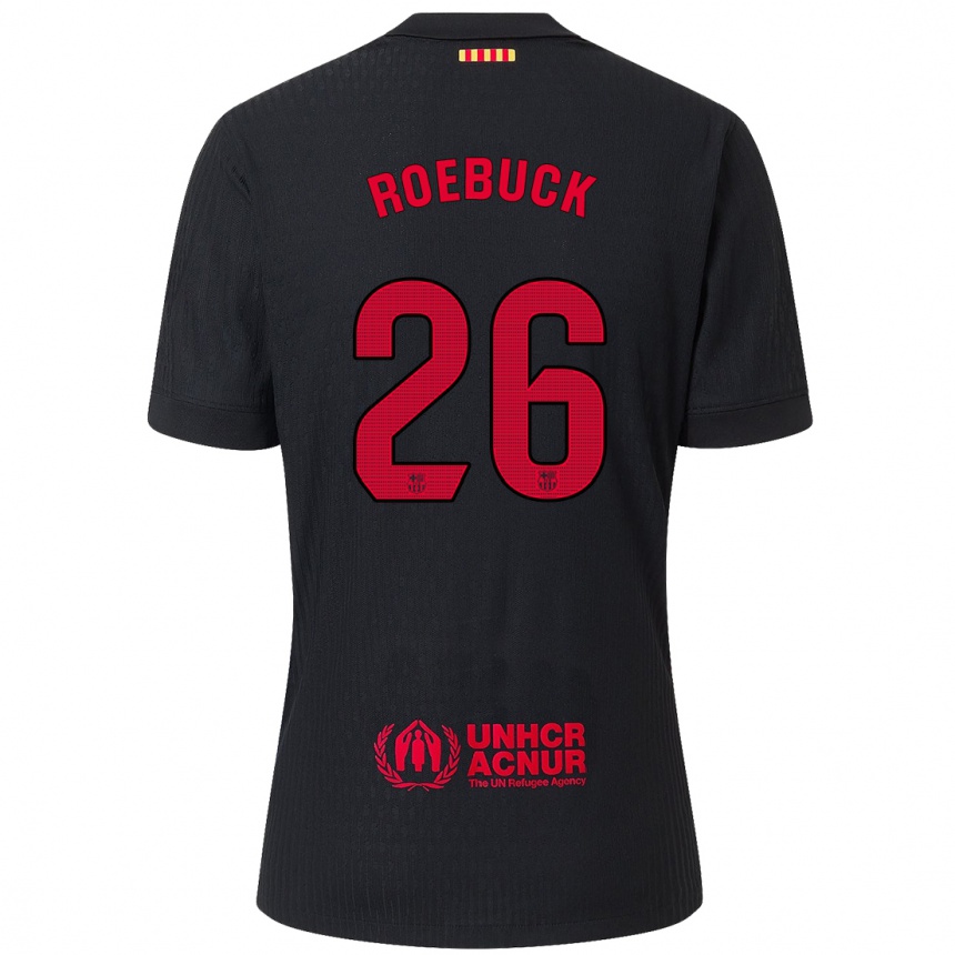 Niño Fútbol Camiseta Ellie Roebuck #26 Negro Rojo 2ª Equipación 2024/25 Argentina