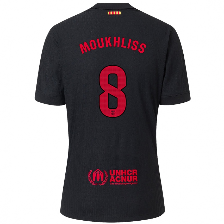 Niño Fútbol Camiseta Moha Moukhliss #8 Negro Rojo 2ª Equipación 2024/25 Argentina