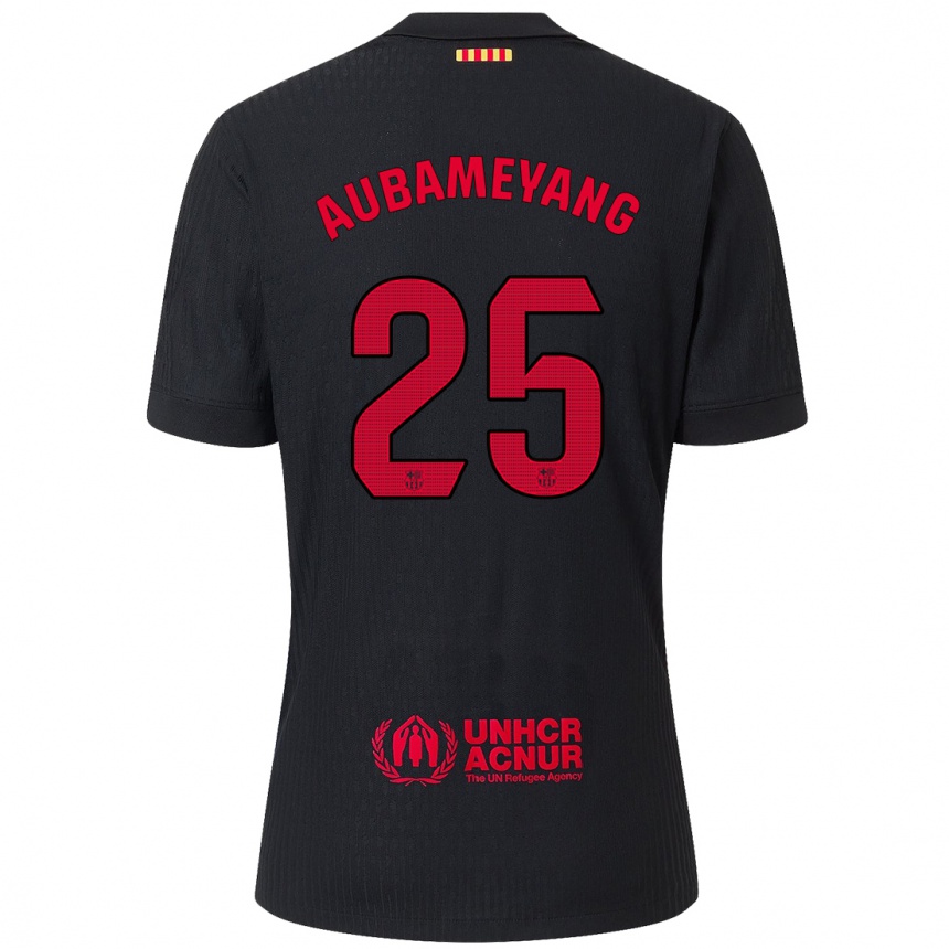 Niño Fútbol Camiseta Pierre Emerick Aubameyang #25 Negro Rojo 2ª Equipación 2024/25 Argentina