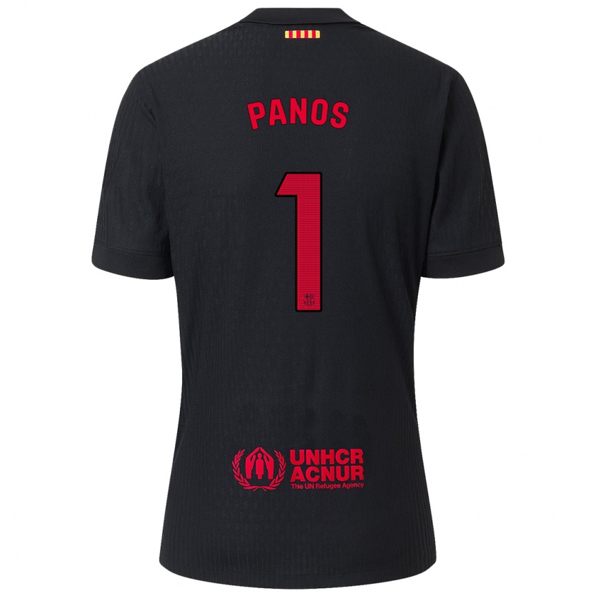 Niño Fútbol Camiseta Sandra Panos #1 Negro Rojo 2ª Equipación 2024/25 Argentina