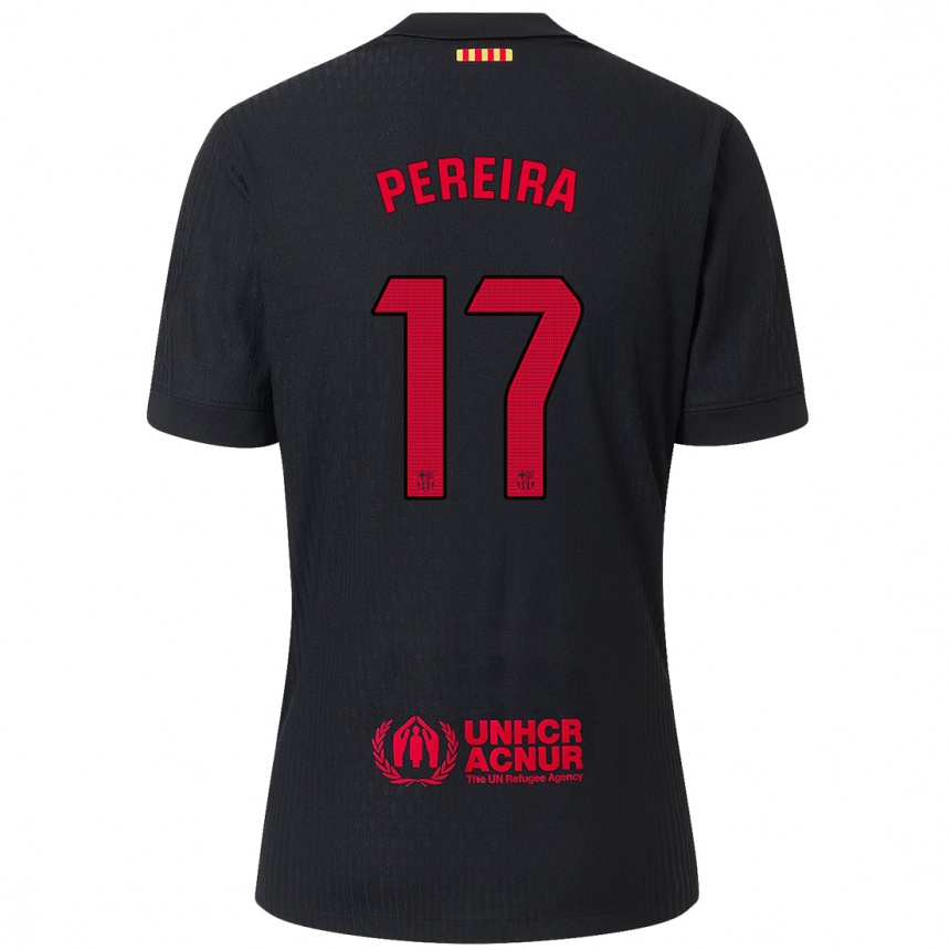 Niño Fútbol Camiseta Andrea Pereira #17 Negro Rojo 2ª Equipación 2024/25 Argentina