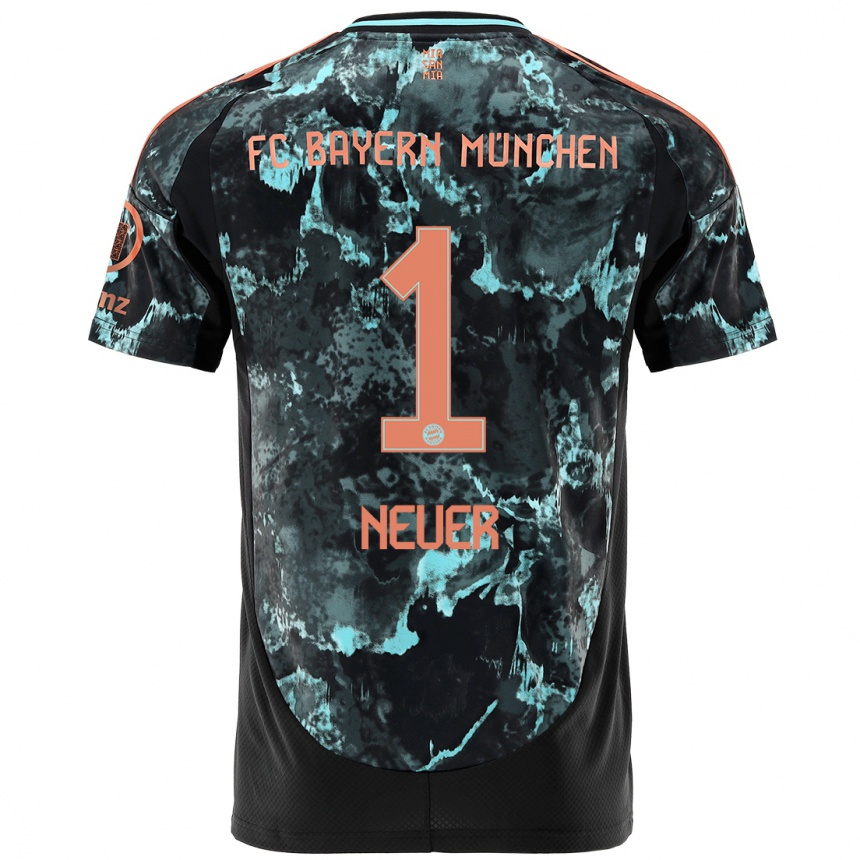 Niño Fútbol Camiseta Manuel Neuer #1 Negro 2ª Equipación 2024/25 Argentina