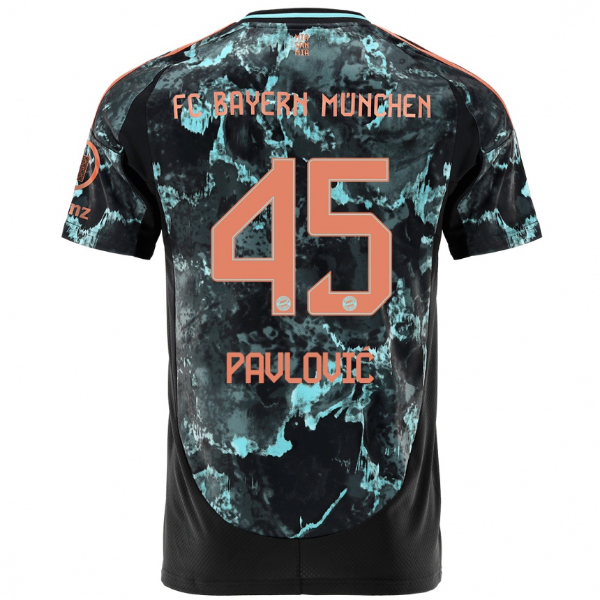 Niño Fútbol Camiseta Aleksandar Pavlovic #45 Negro 2ª Equipación 2024/25 Argentina