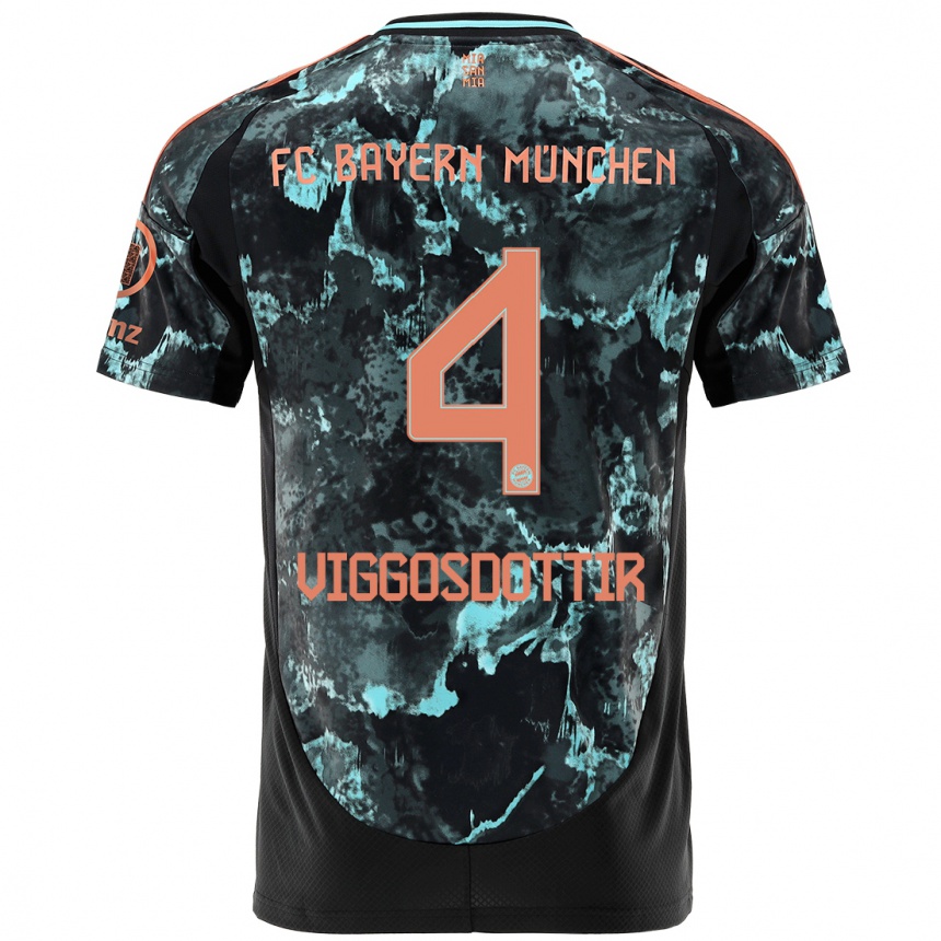 Niño Fútbol Camiseta Glódís Perla Viggósdóttir #4 Negro 2ª Equipación 2024/25 Argentina