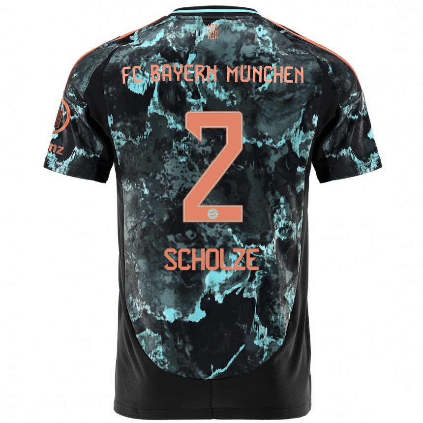 Niño Fútbol Camiseta Max Scholze #2 Negro 2ª Equipación 2024/25 Argentina