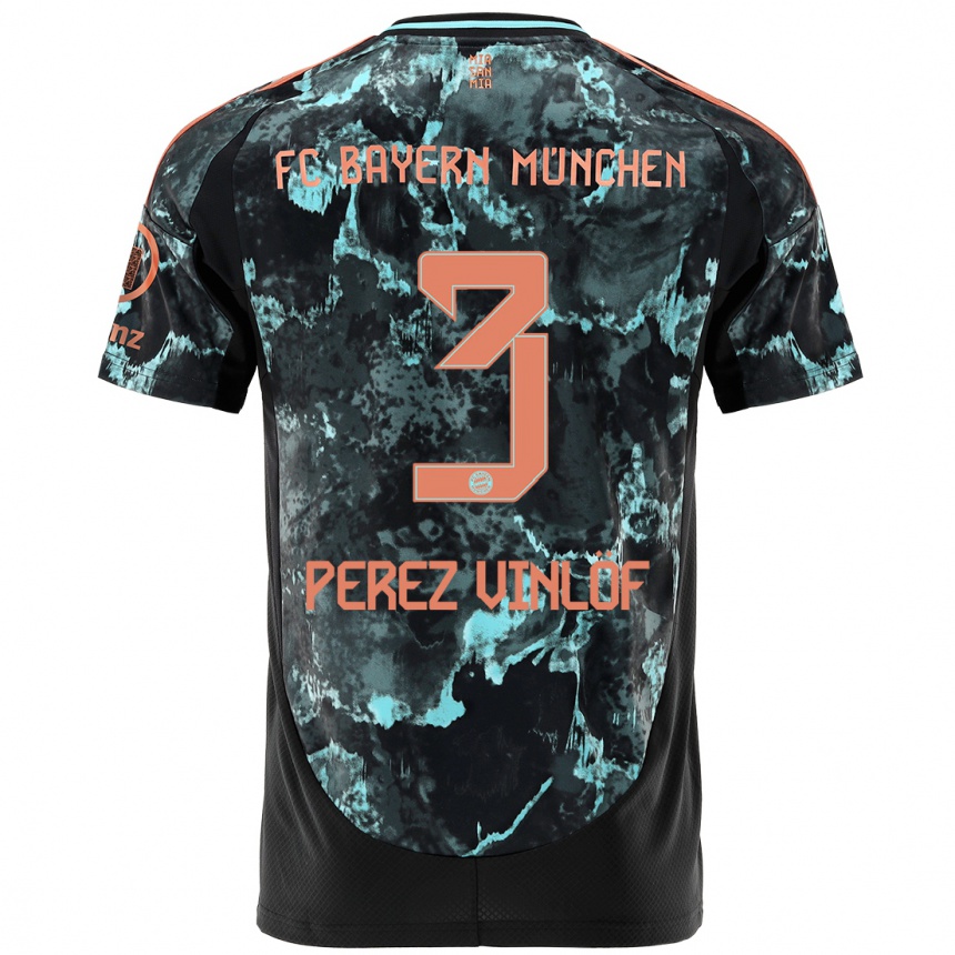 Niño Fútbol Camiseta Matteo Perez Vinlöf #3 Negro 2ª Equipación 2024/25 Argentina