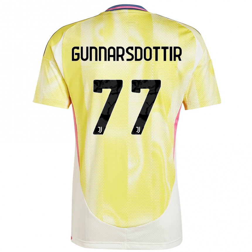 Niño Fútbol Camiseta Sara Bjork Gunnarsdottir #77 Amarillo Solar 2ª Equipación 2024/25 Argentina