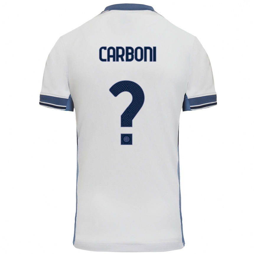 Niño Fútbol Camiseta Franco Carboni #0 Blanco Gris 2ª Equipación 2024/25 Argentina