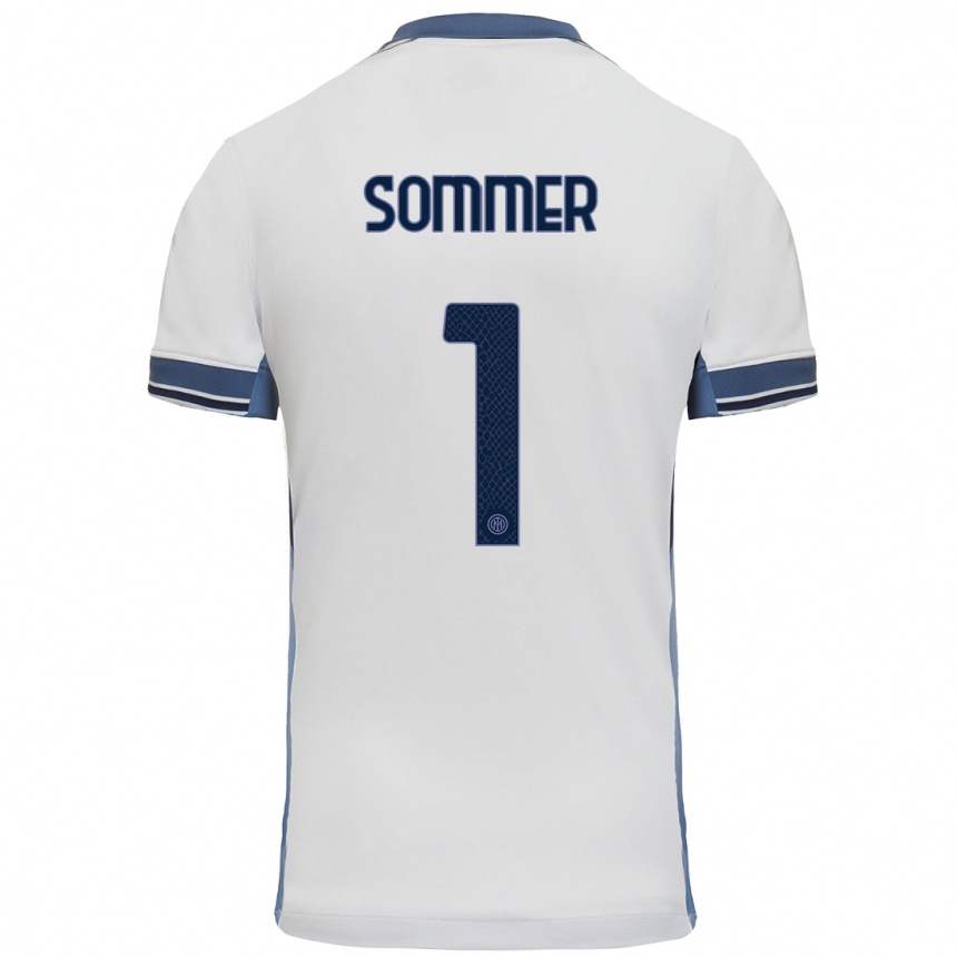 Niño Fútbol Camiseta Yann Sommer #1 Blanco Gris 2ª Equipación 2024/25 Argentina