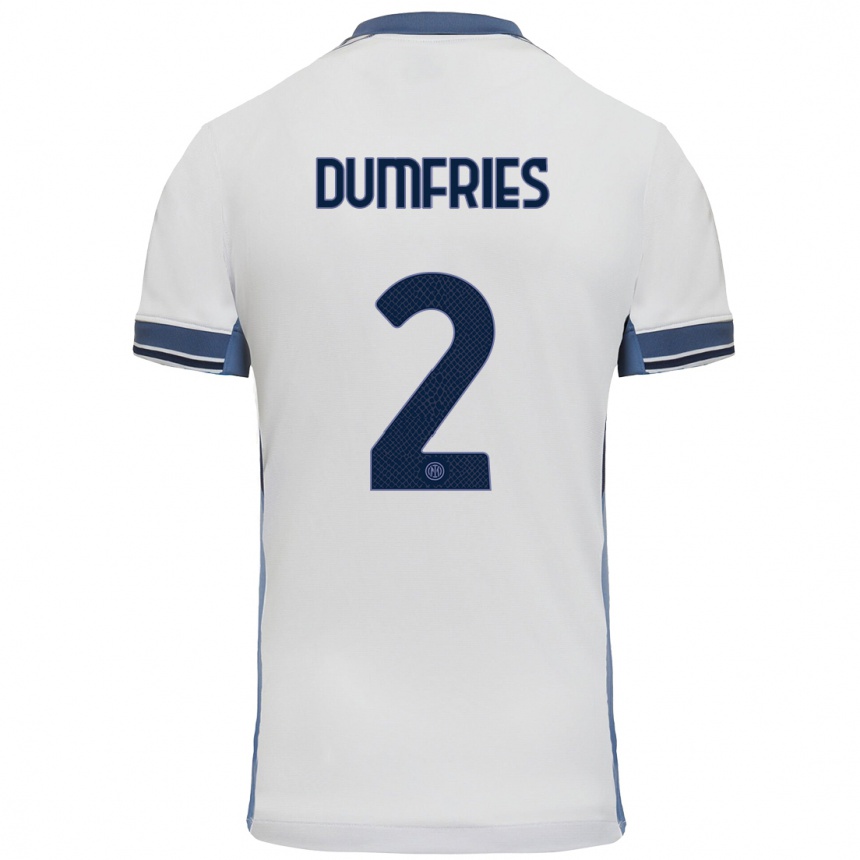 Niño Fútbol Camiseta Denzel Dumfries #2 Blanco Gris 2ª Equipación 2024/25 Argentina