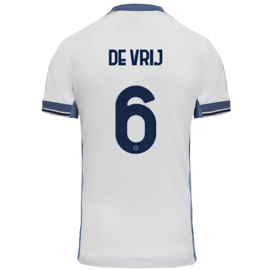 Niño Fútbol Camiseta Stefan De Vrij #6 Blanco Gris 2ª Equipación 2024/25 Argentina