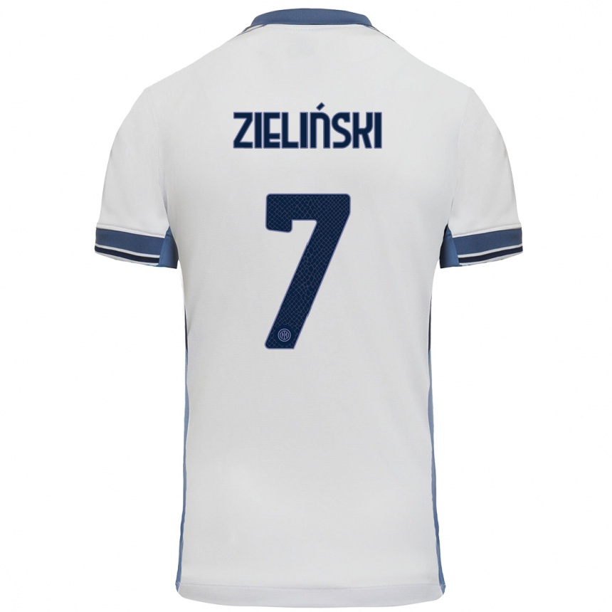 Niño Fútbol Camiseta Piotr Zielinski #7 Blanco Gris 2ª Equipación 2024/25 Argentina