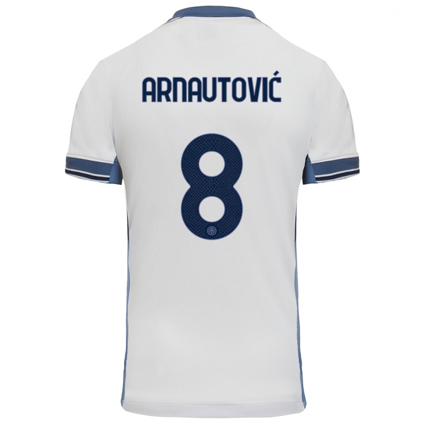 Niño Fútbol Camiseta Marko Arnautovic #8 Blanco Gris 2ª Equipación 2024/25 Argentina